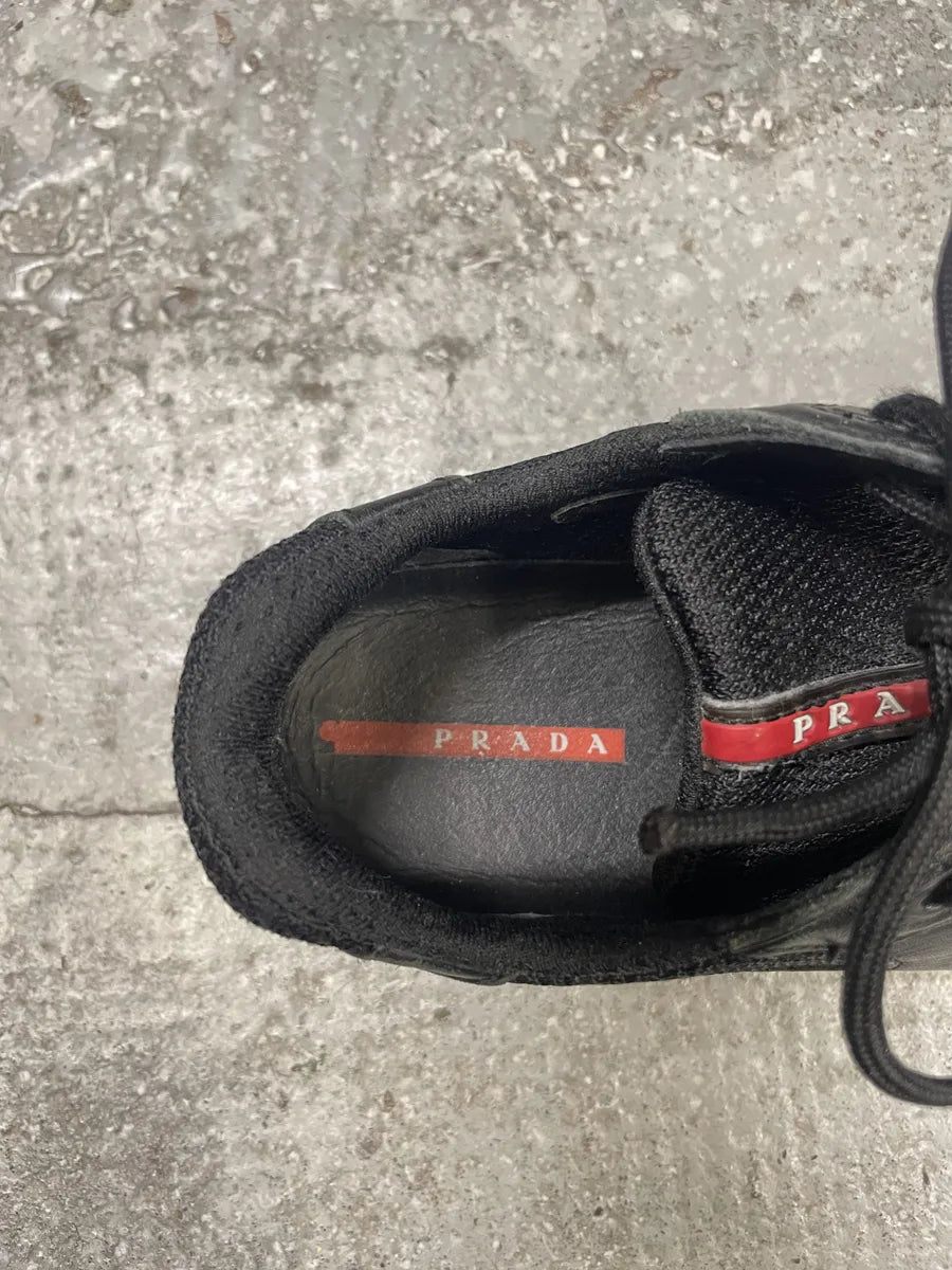 2000s Prada Americas Cup Black Leather Low Sneakers (36eu/us4) RBVJtrt 9