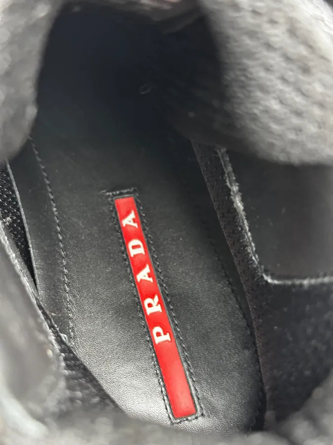 2000s Prada America’s Cup Black Leather Strap High Sneakers GrpFpHt 5