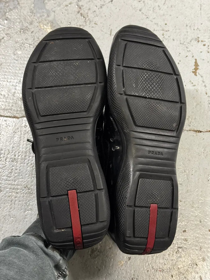 2000s Prada America’s Cup Black Patent Leather Sneakers WIAWZrA 7