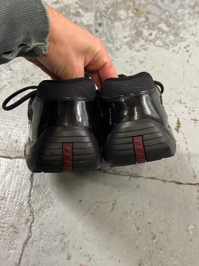 2000s Prada America’s Cup Black Patent Leather Sneakers WIAWZrA 6