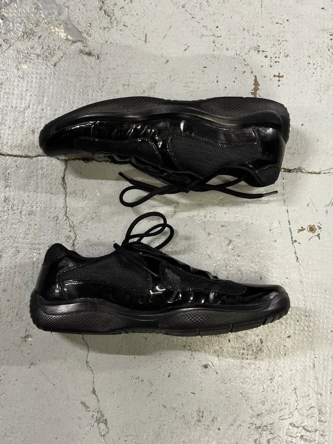 2000s Prada America’s Cup Black Patent Leather Sneakers WIAWZrA 3