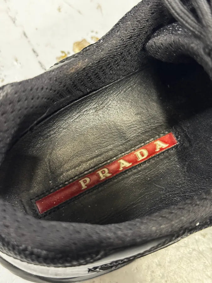 2000s Prada America’s Cup Black Patent Leather Sneakers WIAWZrA 8