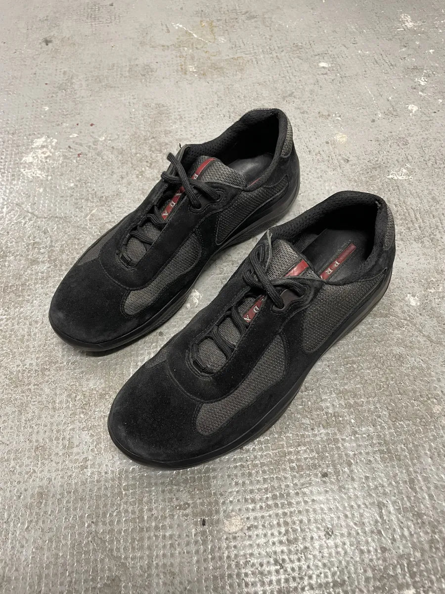 2000s Prada Americas Cup Black Suede Grey Hybrid Shoes (43.5eu/us9.5) 1