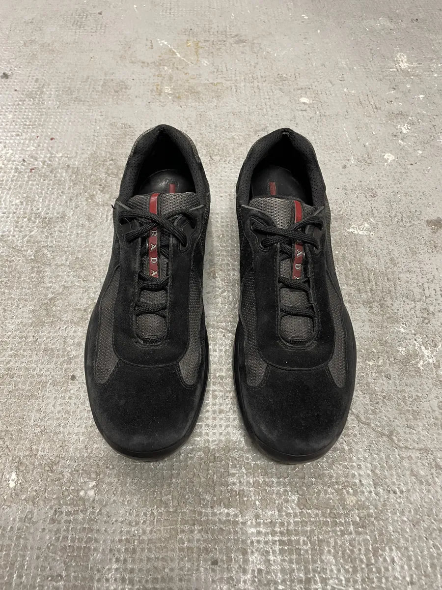 2000s Prada Americas Cup Black Suede Grey Hybrid Shoes (43.5eu/us9.5) 2