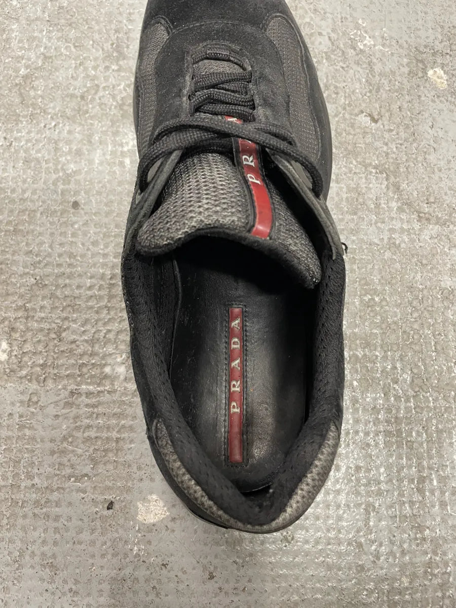 2000s Prada Americas Cup Black Suede Grey Hybrid Shoes (43.5eu/us9.5) 3