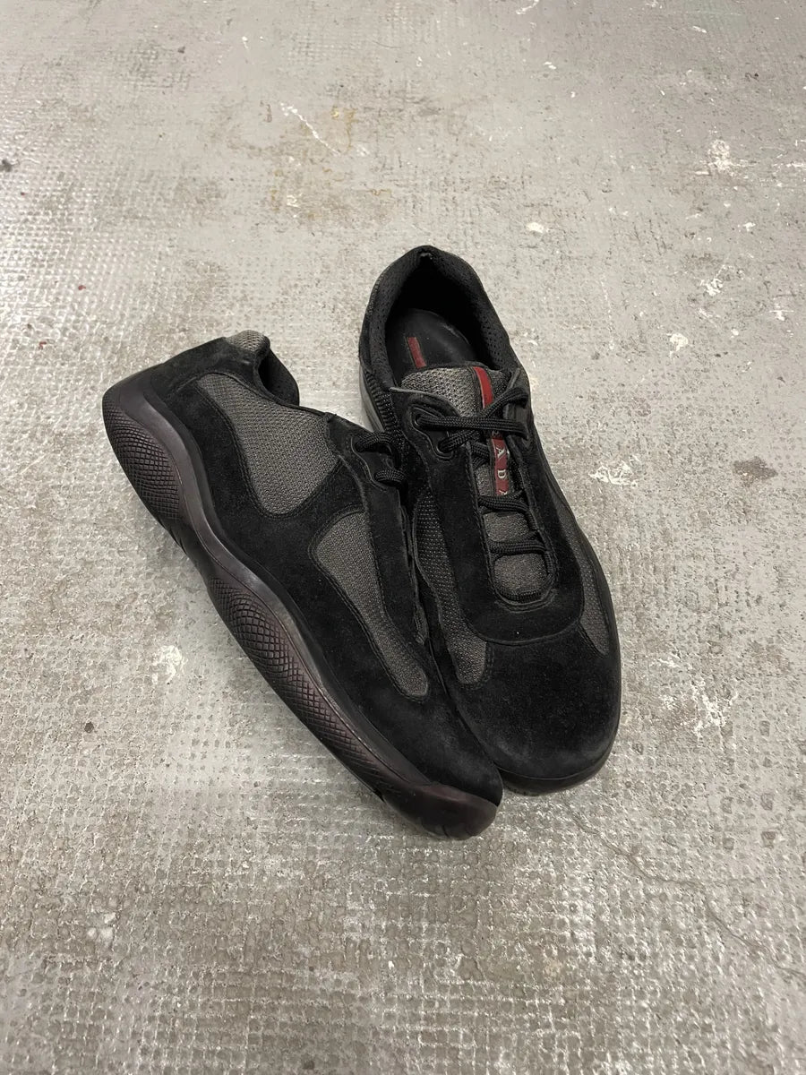2000s Prada Americas Cup Black Suede Grey Hybrid Shoes (43.5eu/us9.5) 6