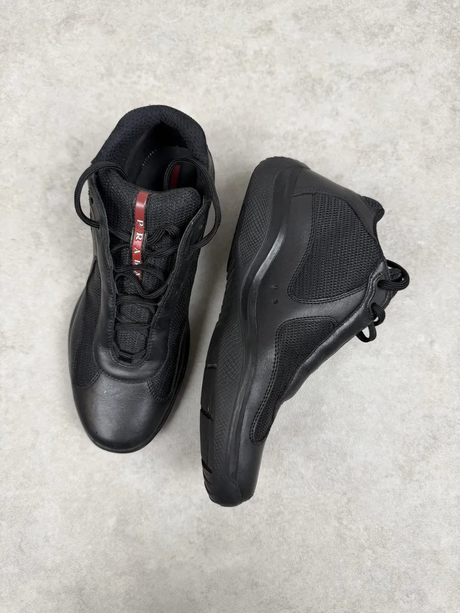 2000s Prada America’s Cup High Black Leather Sneakers uFLzLqT 2
