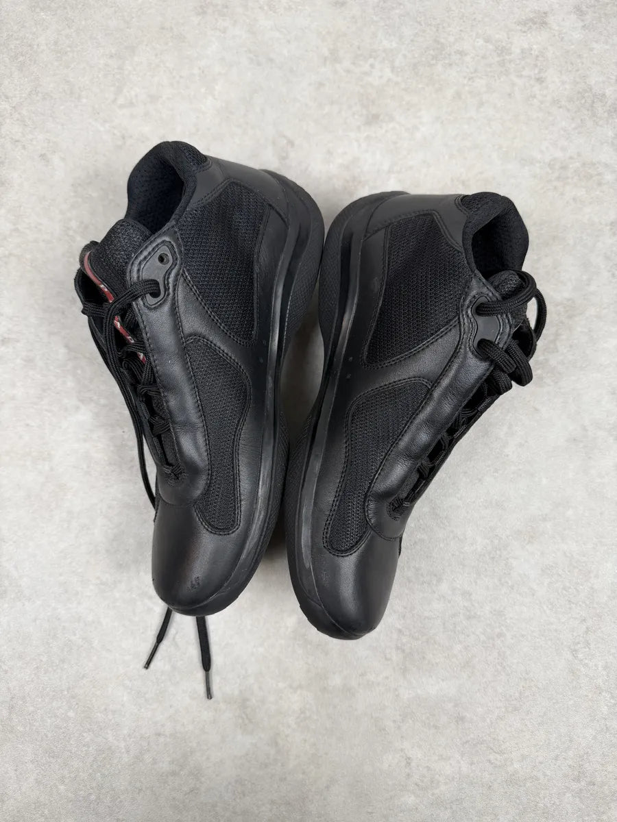 2000s Prada America’s Cup High Black Leather Sneakers uFLzLqT 4