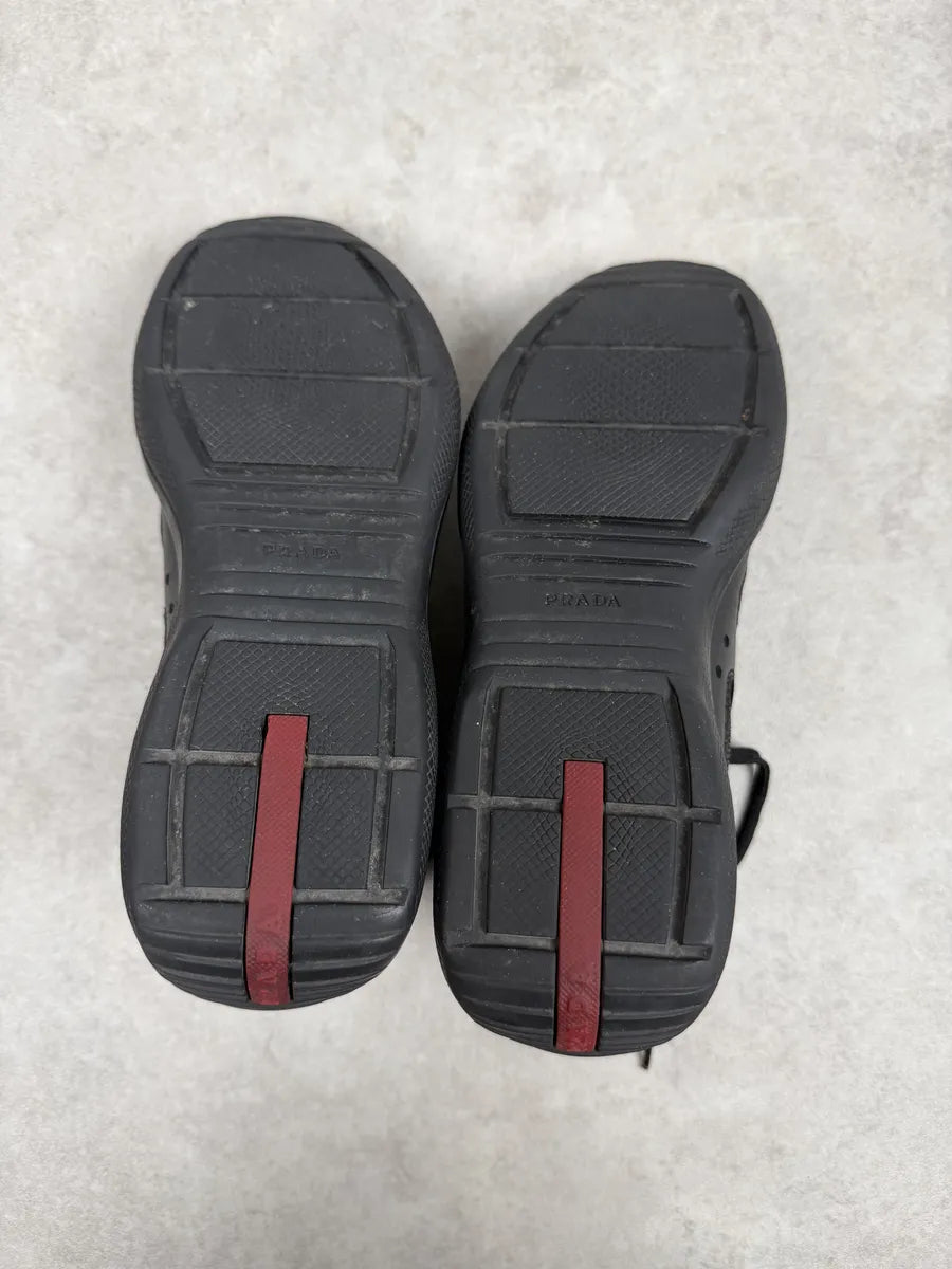 2000s Prada America’s Cup High Black Leather Sneakers uFLzLqT 7