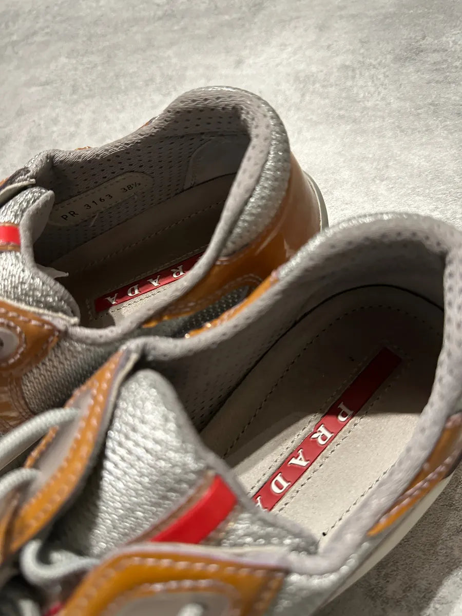 2000s Prada Americas Cup Light Brown Leather Sneakers UatkmVW 1