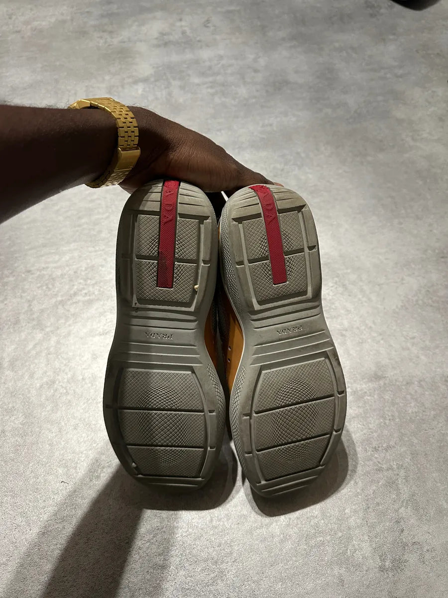 2000s Prada Americas Cup Light Brown Leather Sneakers UatkmVW 4