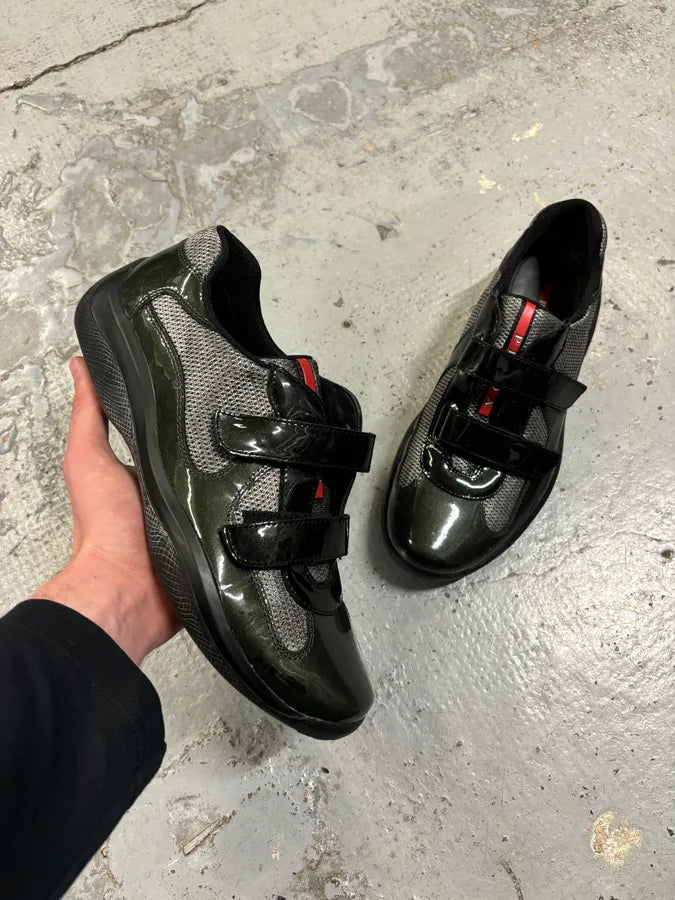 2000s Prada Americas Cup Satin Green Sneakers VrTSTNy 0