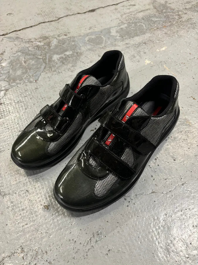2000s Prada Americas Cup Satin Green Sneakers VrTSTNy 2