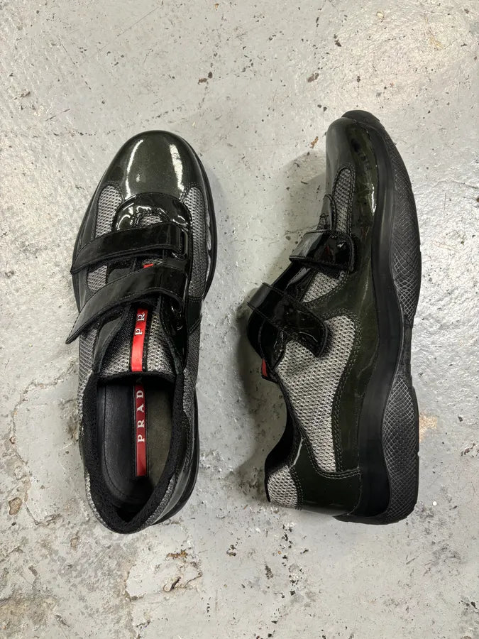 2000s Prada Americas Cup Satin Green Sneakers VrTSTNy 5