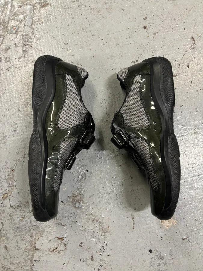 2000s Prada Americas Cup Satin Green Sneakers VrTSTNy 6