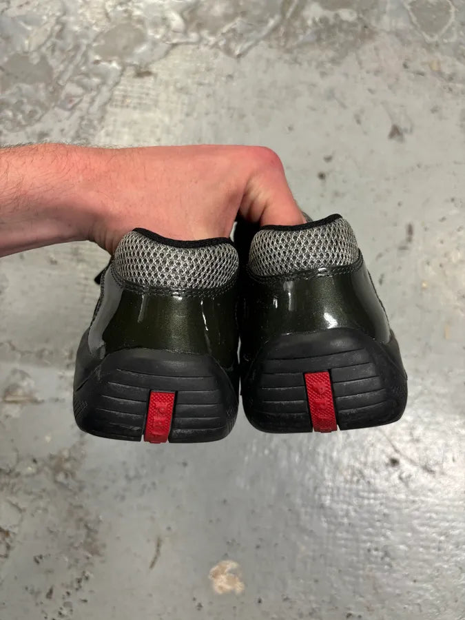 2000s Prada Americas Cup Satin Green Sneakers VrTSTNy 7
