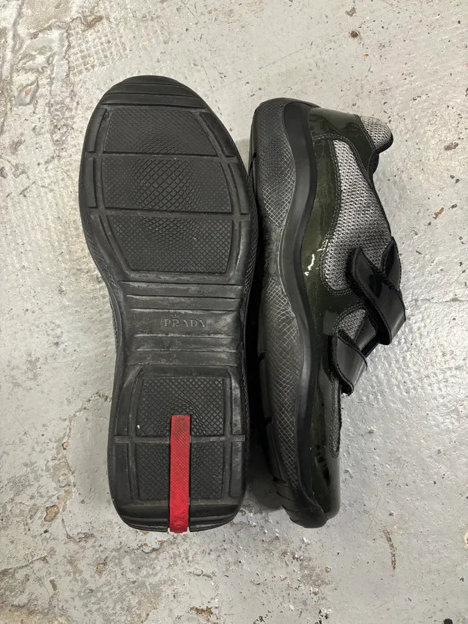2000s Prada Americas Cup Satin Green Sneakers VrTSTNy 8