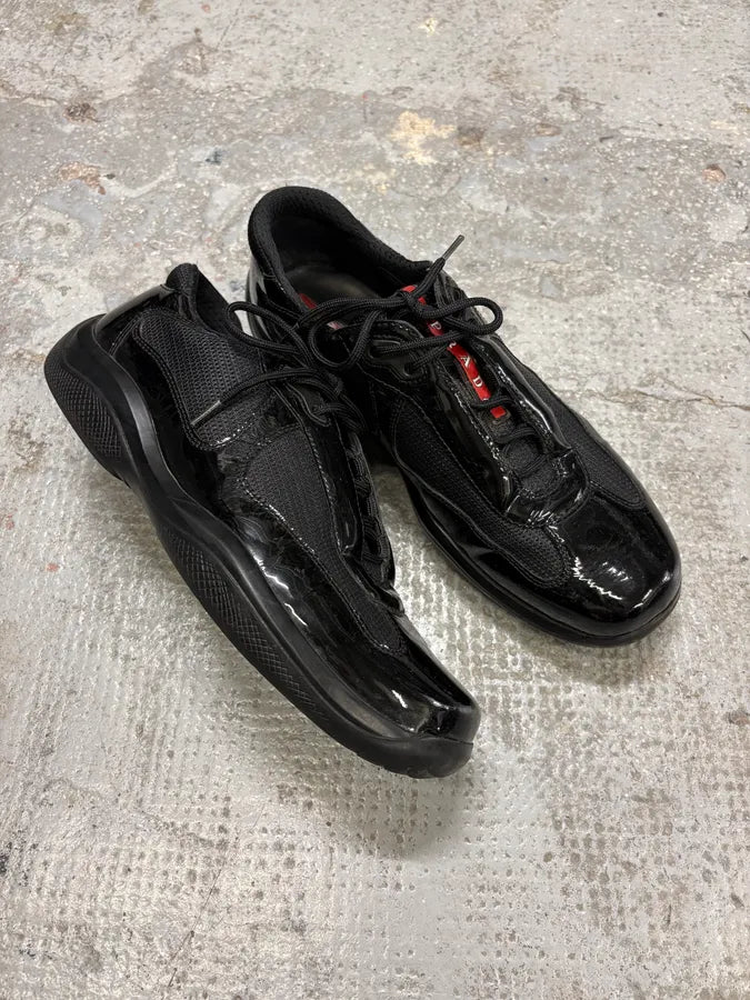 2000s Prada America’s Cups Black Satin Sneakers rLueWiE 4
