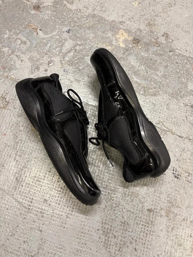 2000s Prada America’s Cups Black Satin Sneakers rLueWiE 5