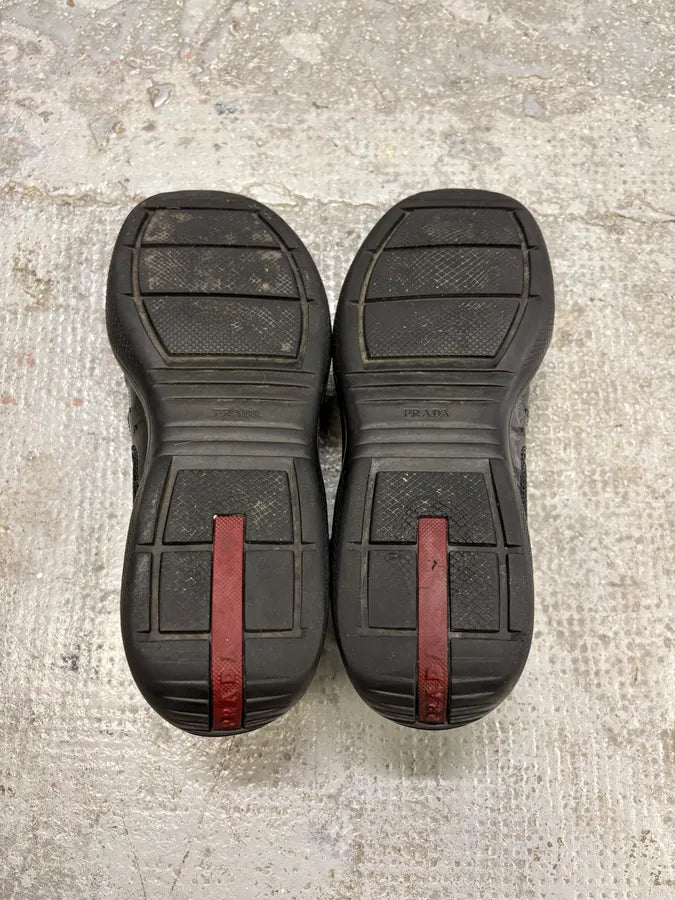 2000s Prada America’s Cups Black Satin Sneakers (41eu/us8) rLueWiE 7