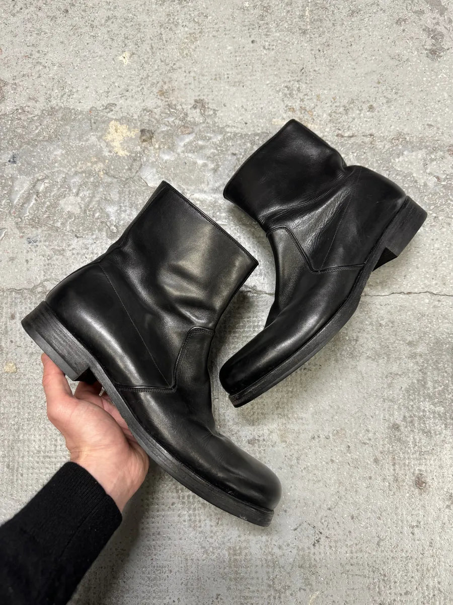 2000s Prada Ankle Black Minimalist Leather Boots (45eu/us11) oUWQonj 0