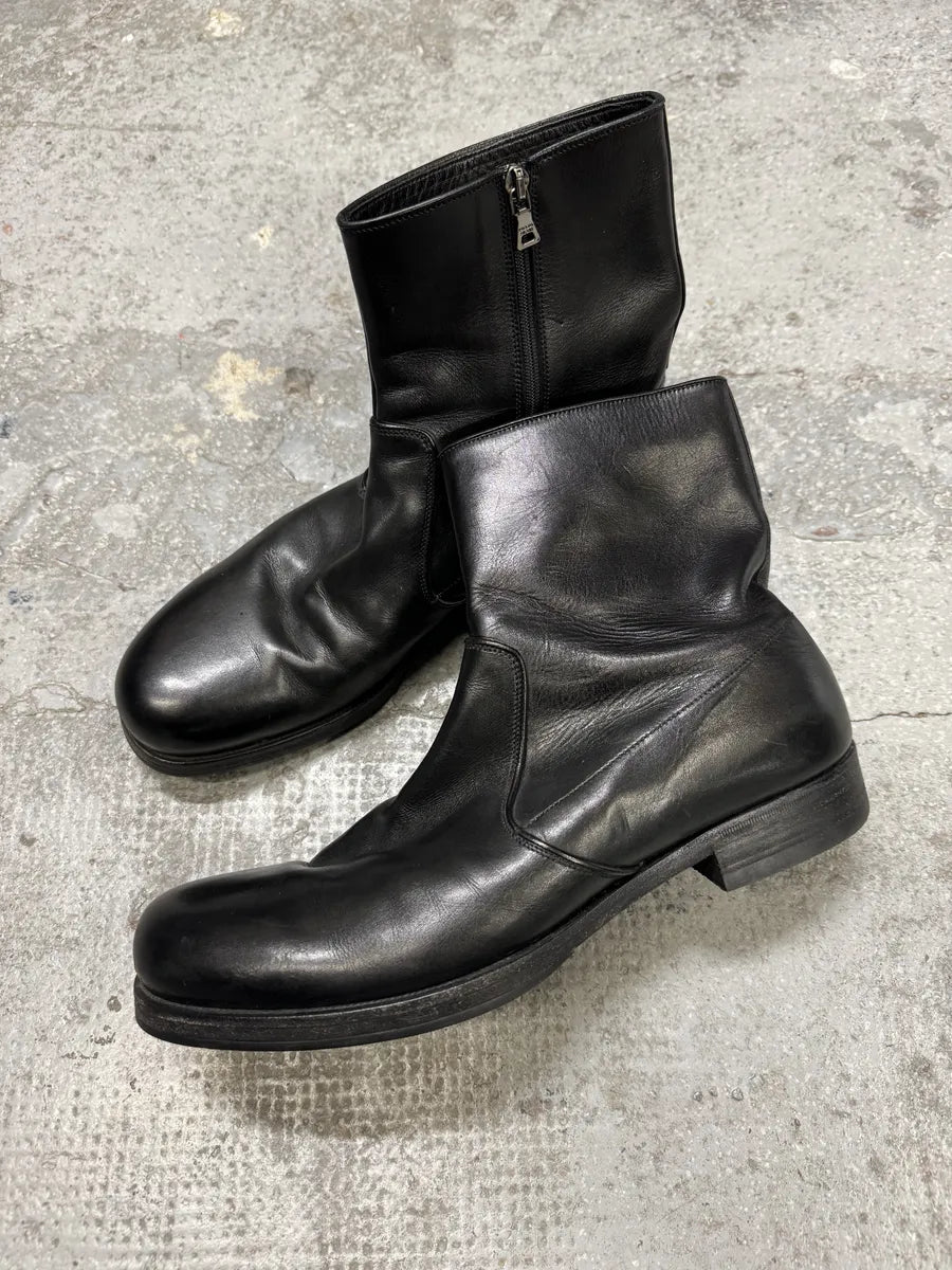 2000s Prada Ankle Black Minimalist Leather Boots (45eu/us11) oUWQonj 1