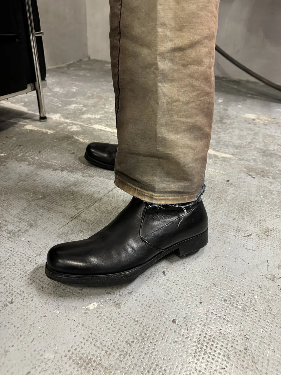 2000s Prada Ankle Black Minimalist Leather Boots (45eu/us11) oUWQonj 2