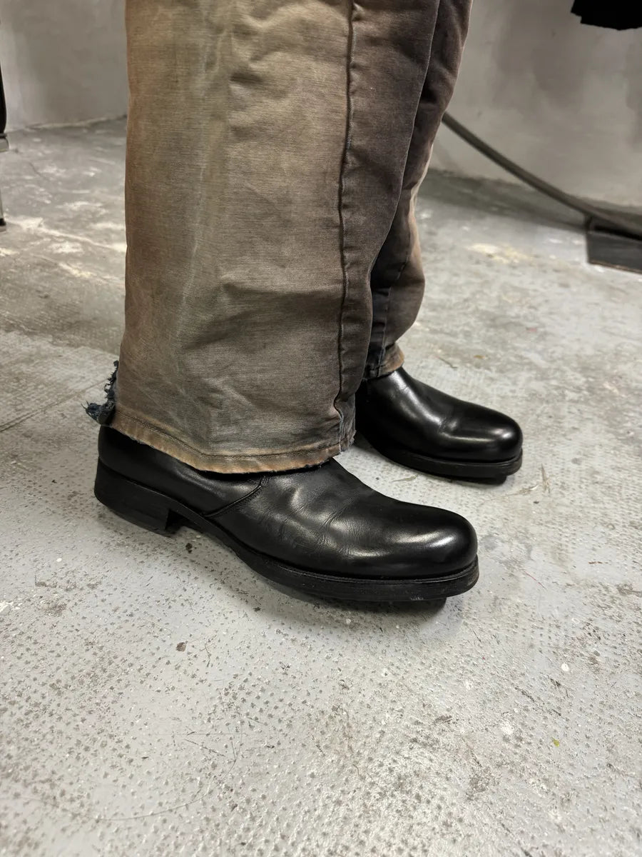 2000s Prada Ankle Black Minimalist Leather Boots (45eu/us11) oUWQonj 3