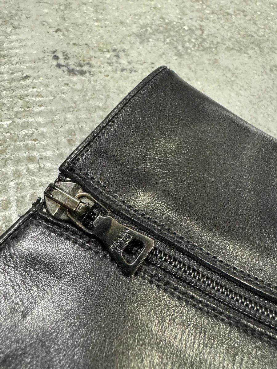 2000s Prada Ankle Black Minimalist Leather Boots (45eu/us11) oUWQonj 6