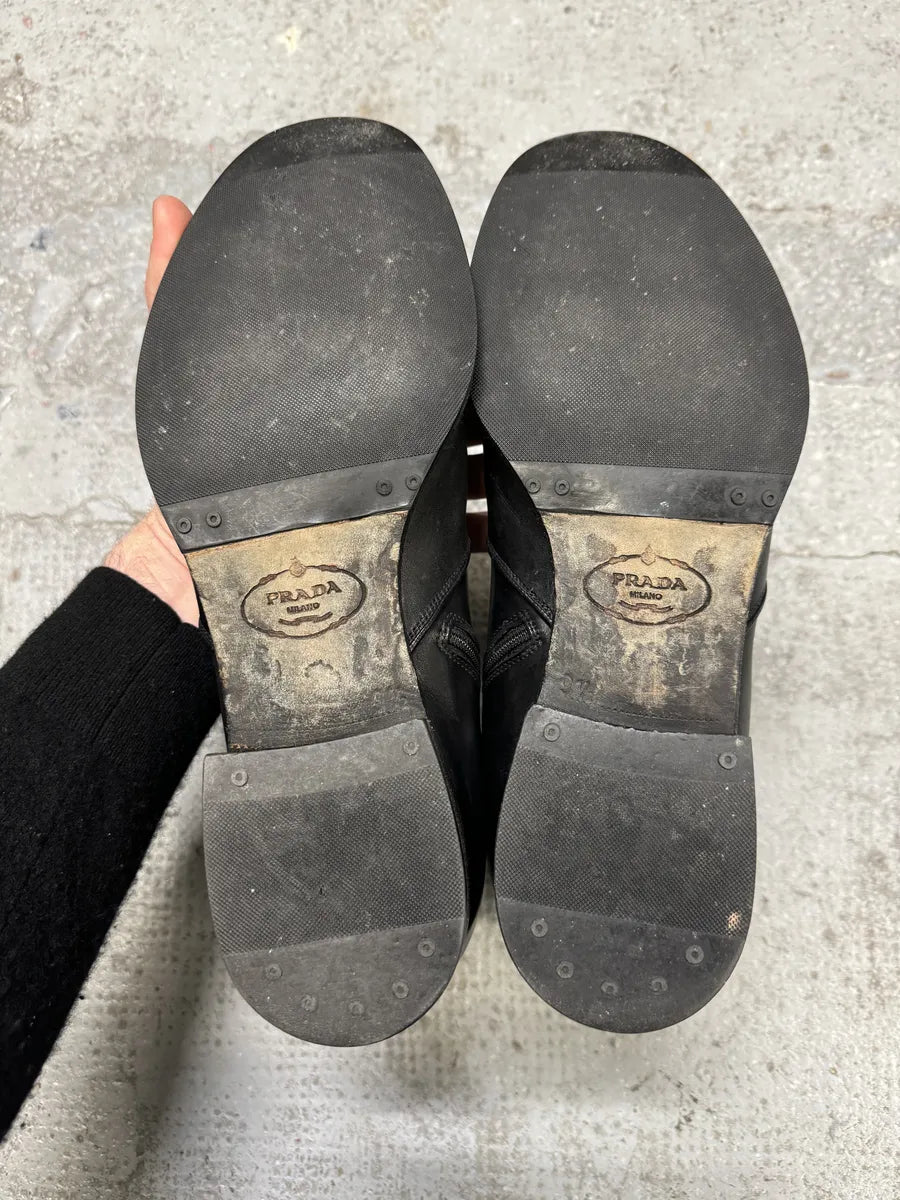 2000s Prada Ankle Black Minimalist Leather Boots (45eu/us11) oUWQonj 8