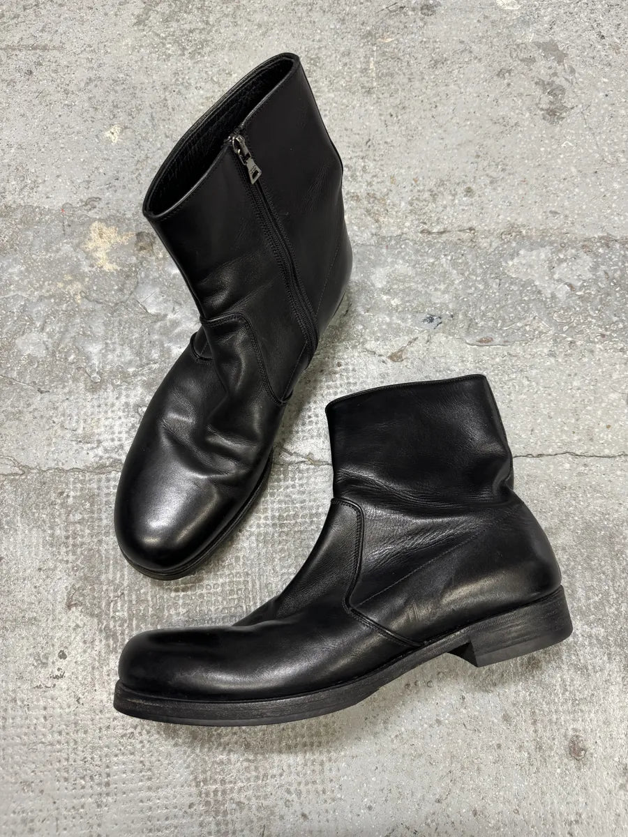 2000s Prada Ankle Black Minimalist Leather Boots (45eu/us11) oUWQonj 9
