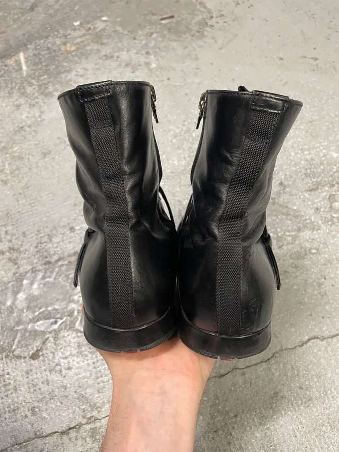2000s Prada Ankle Black Strap Leather Boots (41.5eu/us8) JqewfLk 8