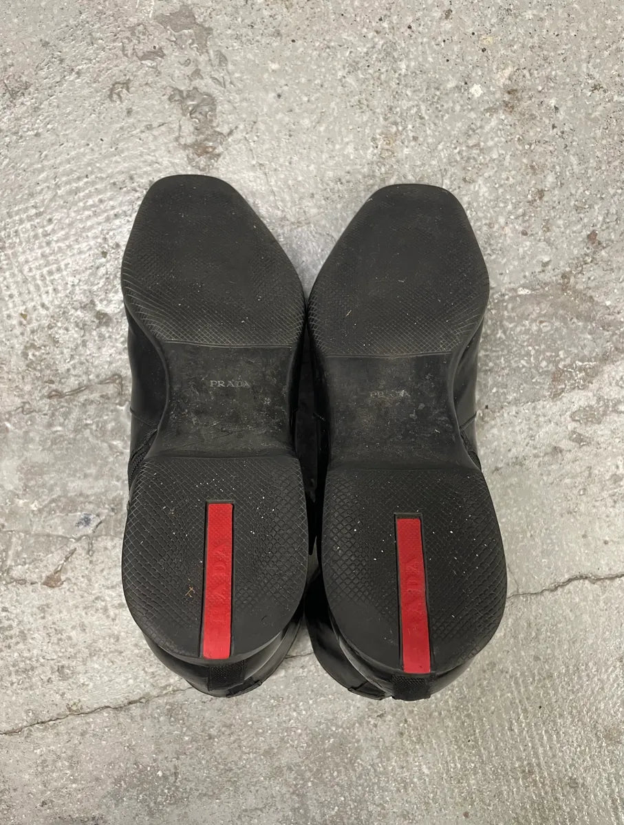 2000s Prada Ankle Black Strap Leather Boots (41.5eu/us8) JqewfLk 9