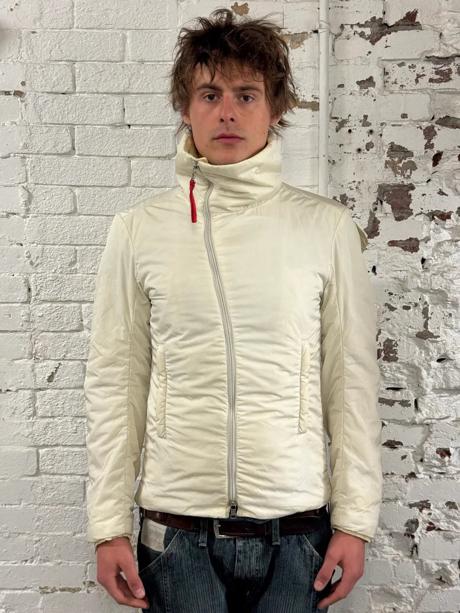 2000s Prada Asymmetrical Zip Retractable Hood White Jacket zxNDRes 1