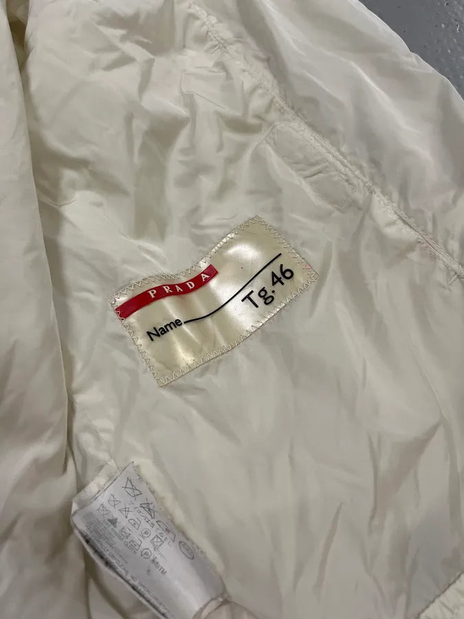 2000s Prada Asymmetrical Zip Retractable Hood White Jacket zxNDRes 12