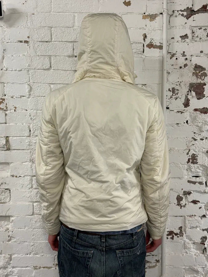 2000s Prada Asymmetrical Zip Retractable Hood White Jacket zxNDRes 2