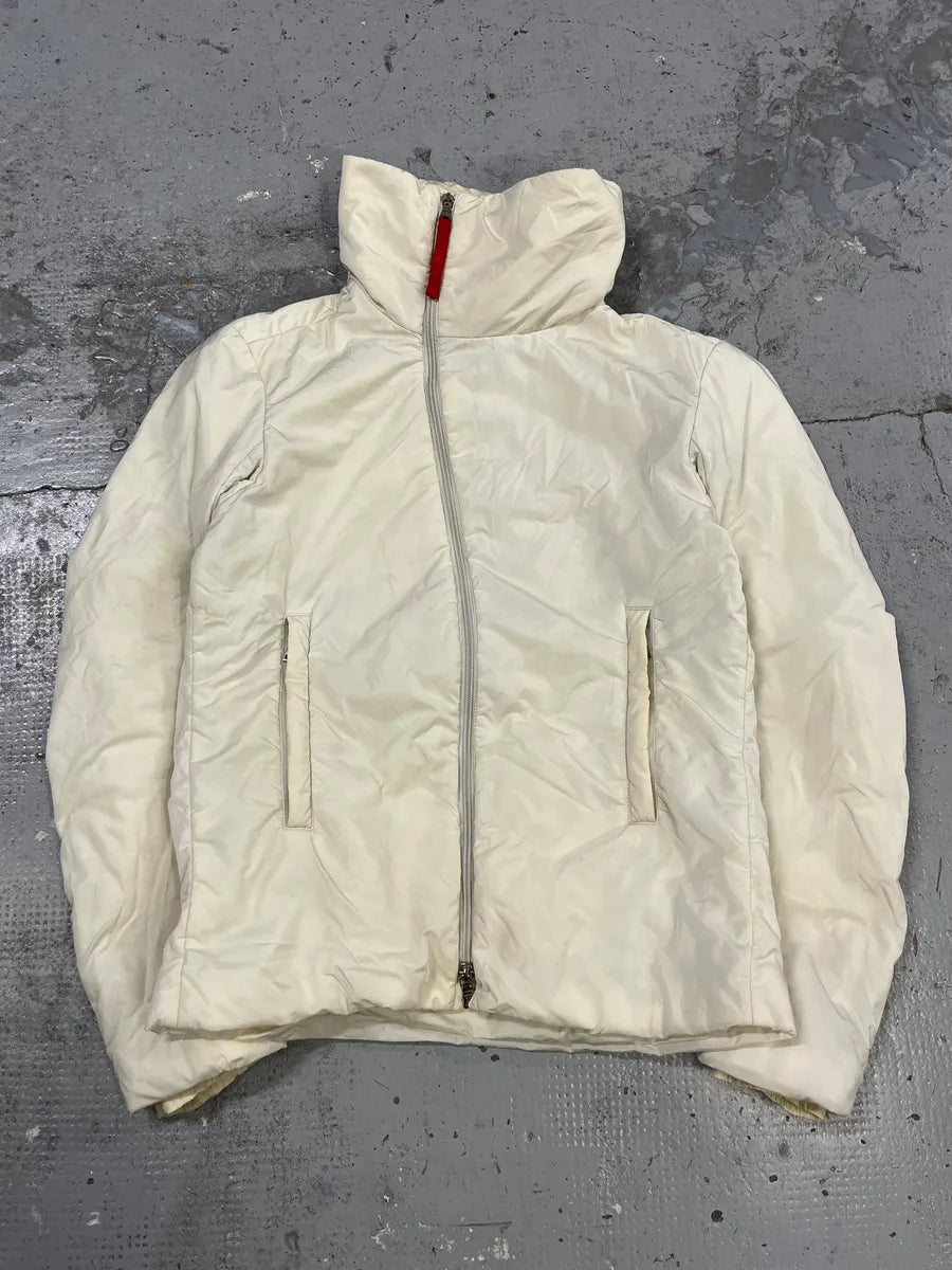 2000s Prada Asymmetrical Zip Retractable Hood White Jacket zxNDRes 3