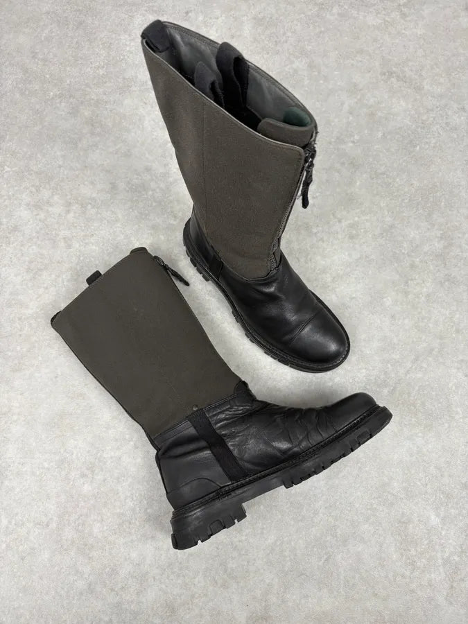 2000s Prada Beige & Black Leather High Boots rCPmsyI 5