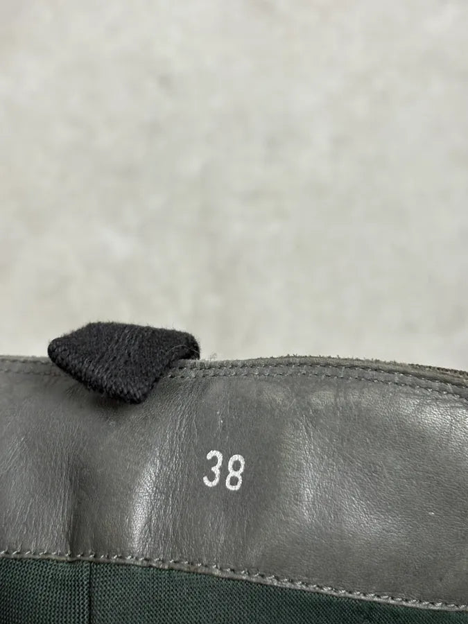 2000s Prada Beige & Black Leather High Boots rCPmsyI 9