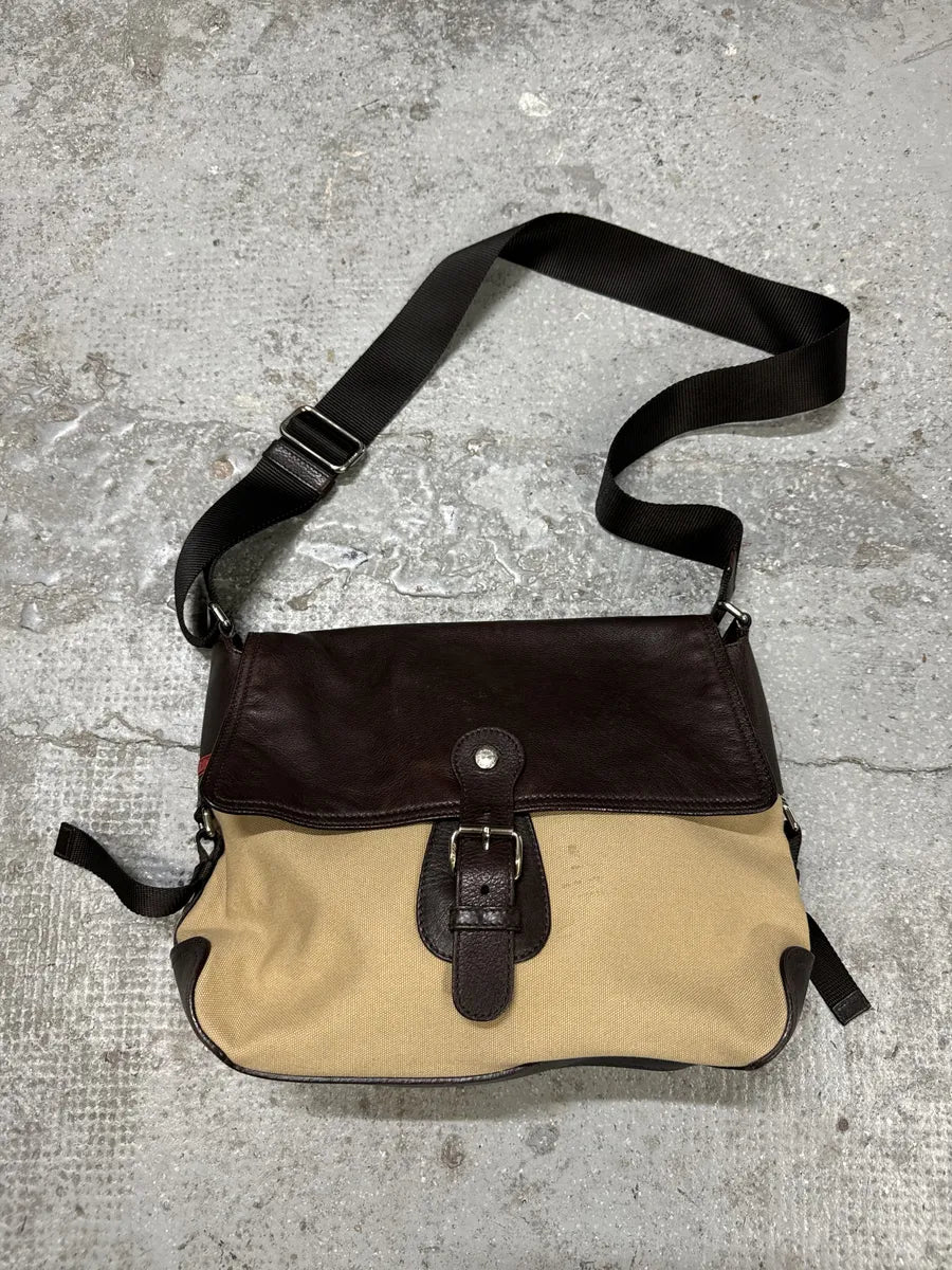 2000s Prada Beige & Brown Leather Linea Rossa Shoulder Bag qzsAuLd 0