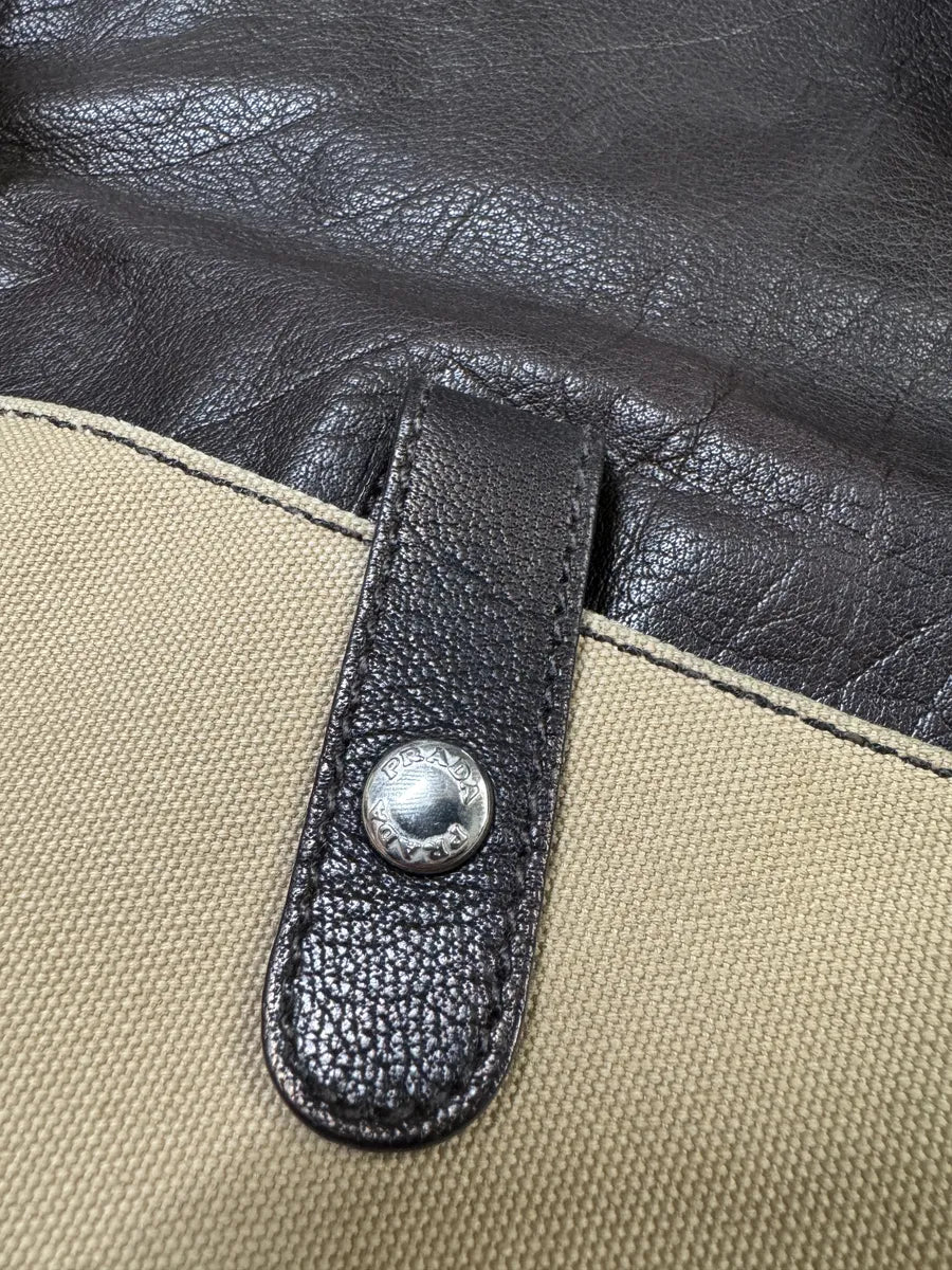 2000s Prada Beige & Brown Leather Linea Rossa Shoulder Bag qzsAuLd 10
