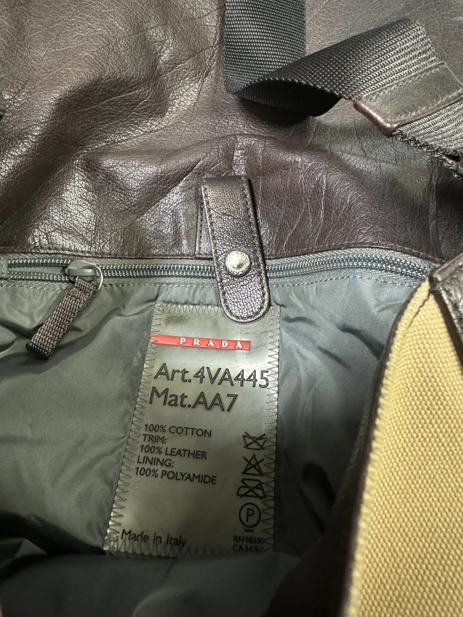 2000s Prada Beige & Brown Leather Linea Rossa Shoulder Bag qzsAuLd 11