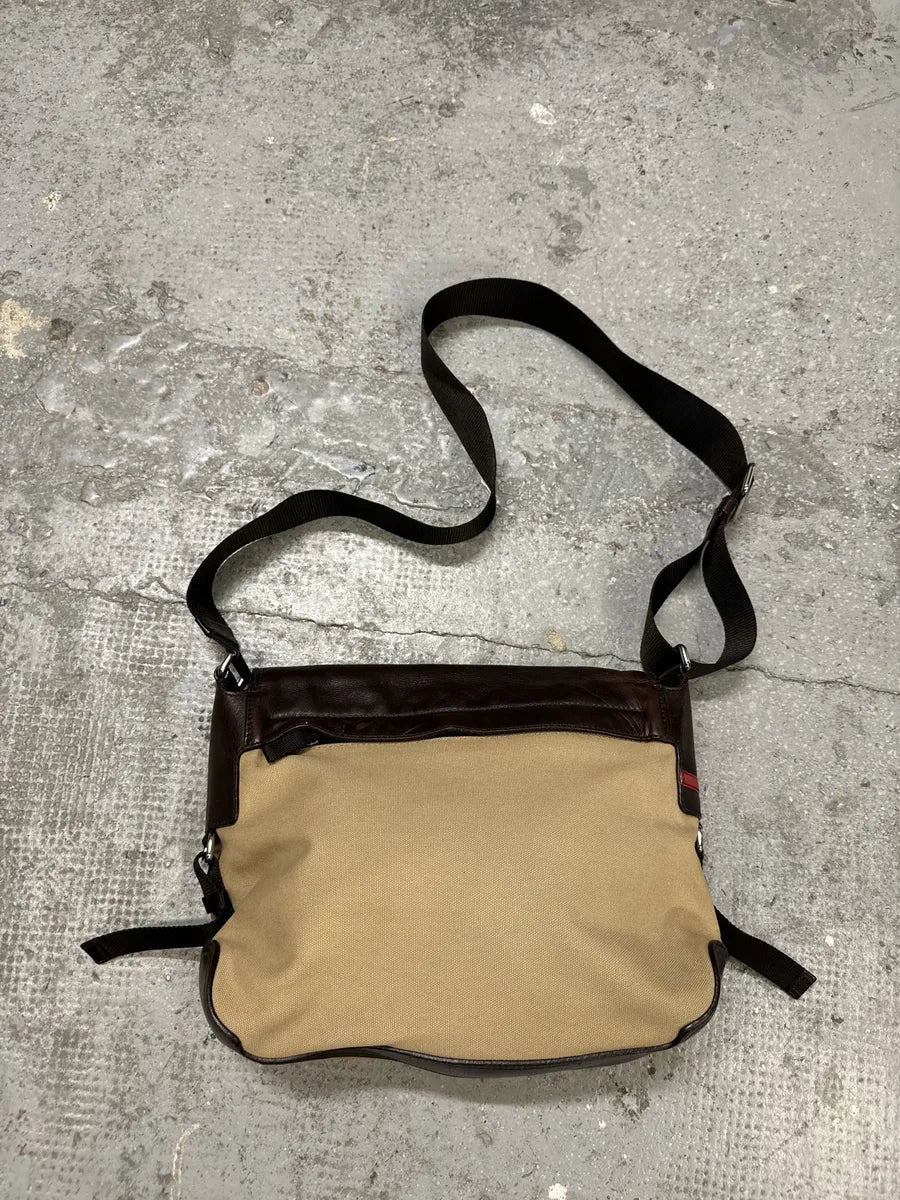 2000s Prada Beige & Brown Leather Linea Rossa Shoulder Bag qzsAuLd 3
