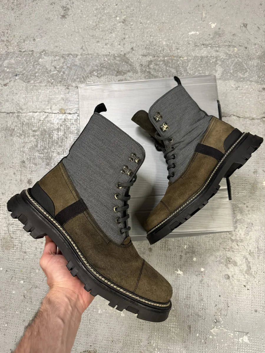 2000s Prada Beige & Grey Mountain Boots (44eu/us10) pZAXdGI 0