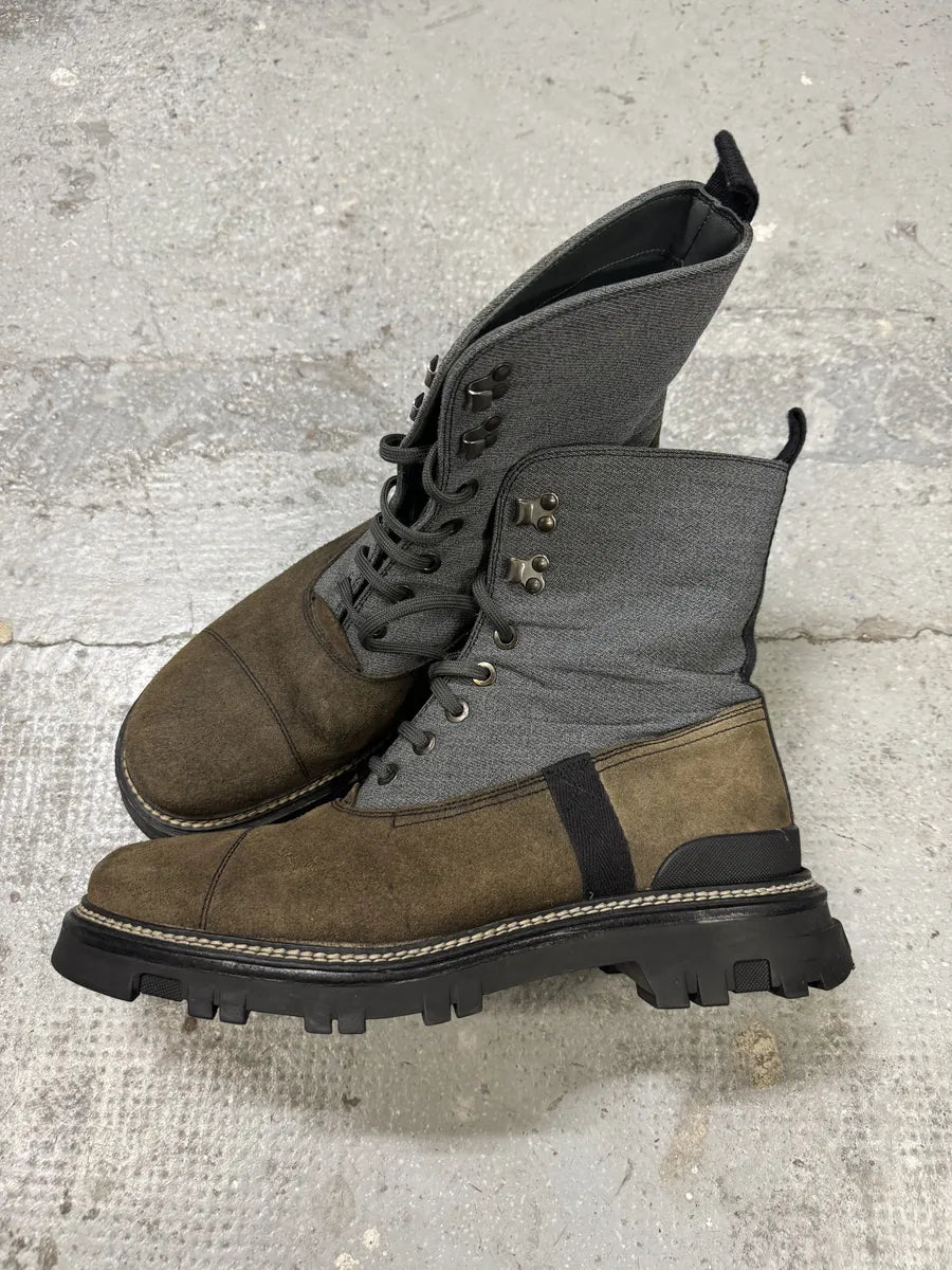 2000s Prada Beige & Grey Mountain Boots (44eu/us10) pZAXdGI 1