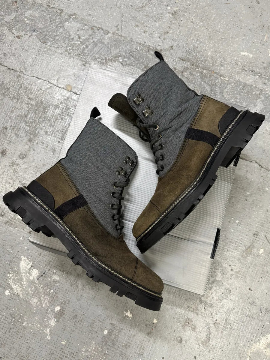 2000s Prada Beige & Grey Mountain Boots (44eu/us10) pZAXdGI 2