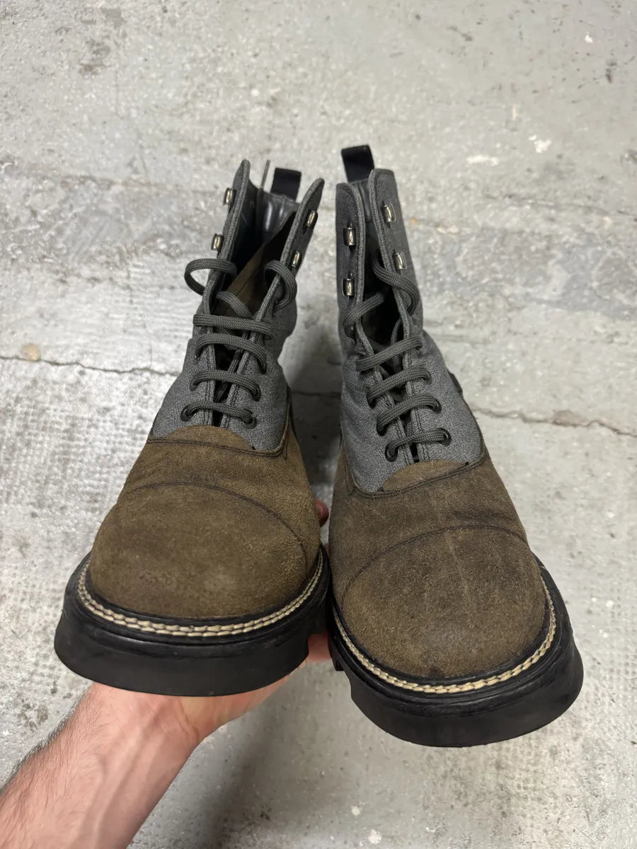 2000s Prada Beige & Grey Mountain Boots (44eu/us10) pZAXdGI 5