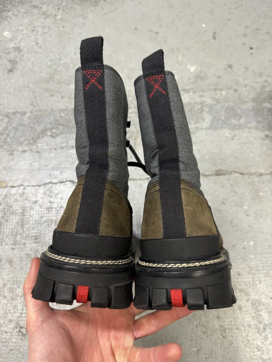 2000s Prada Beige & Grey Mountain Boots (44eu/us10) pZAXdGI 6