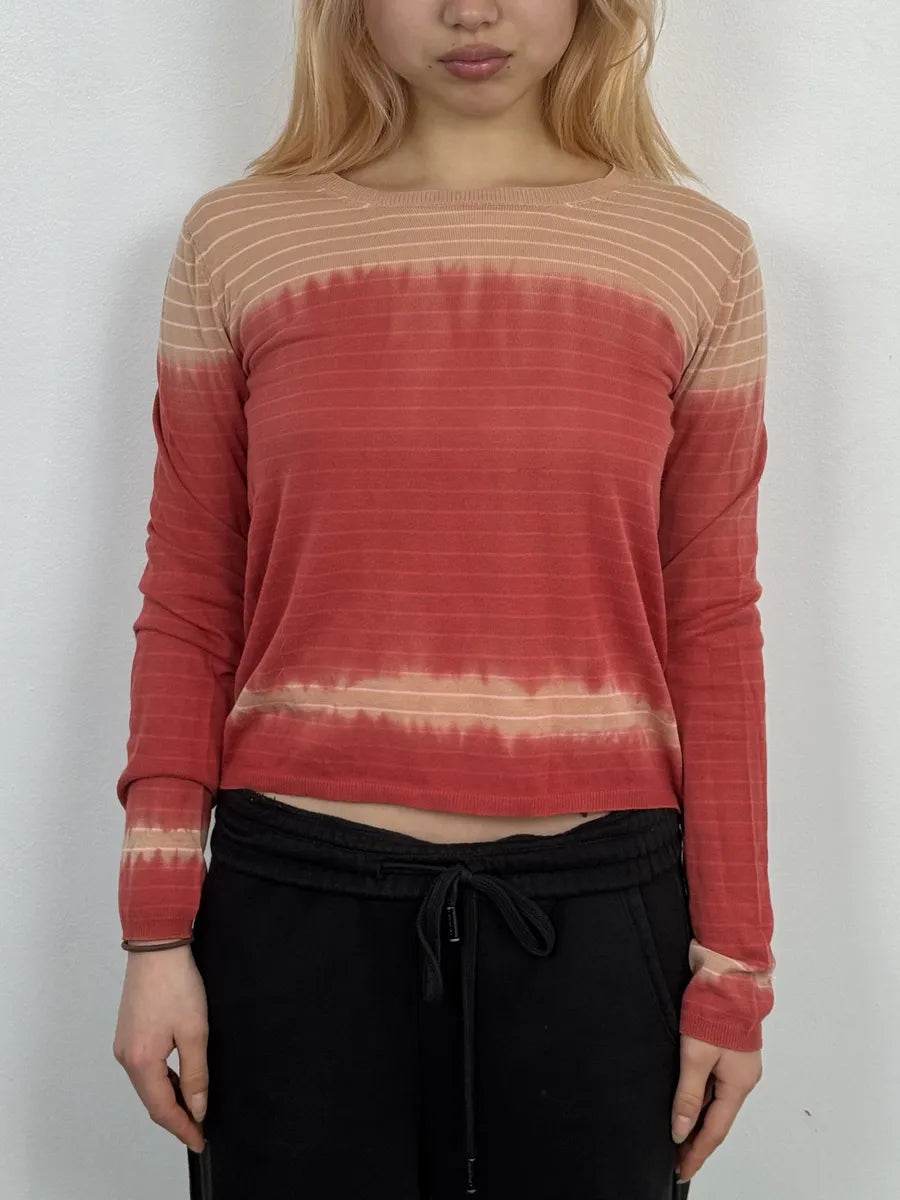 2000s Prada Beige & Red Gradient Striped Sweater ujDuXZY 0