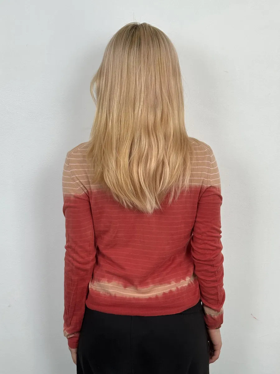 2000s Prada Beige & Red Gradient Striped Sweater ujDuXZY 1